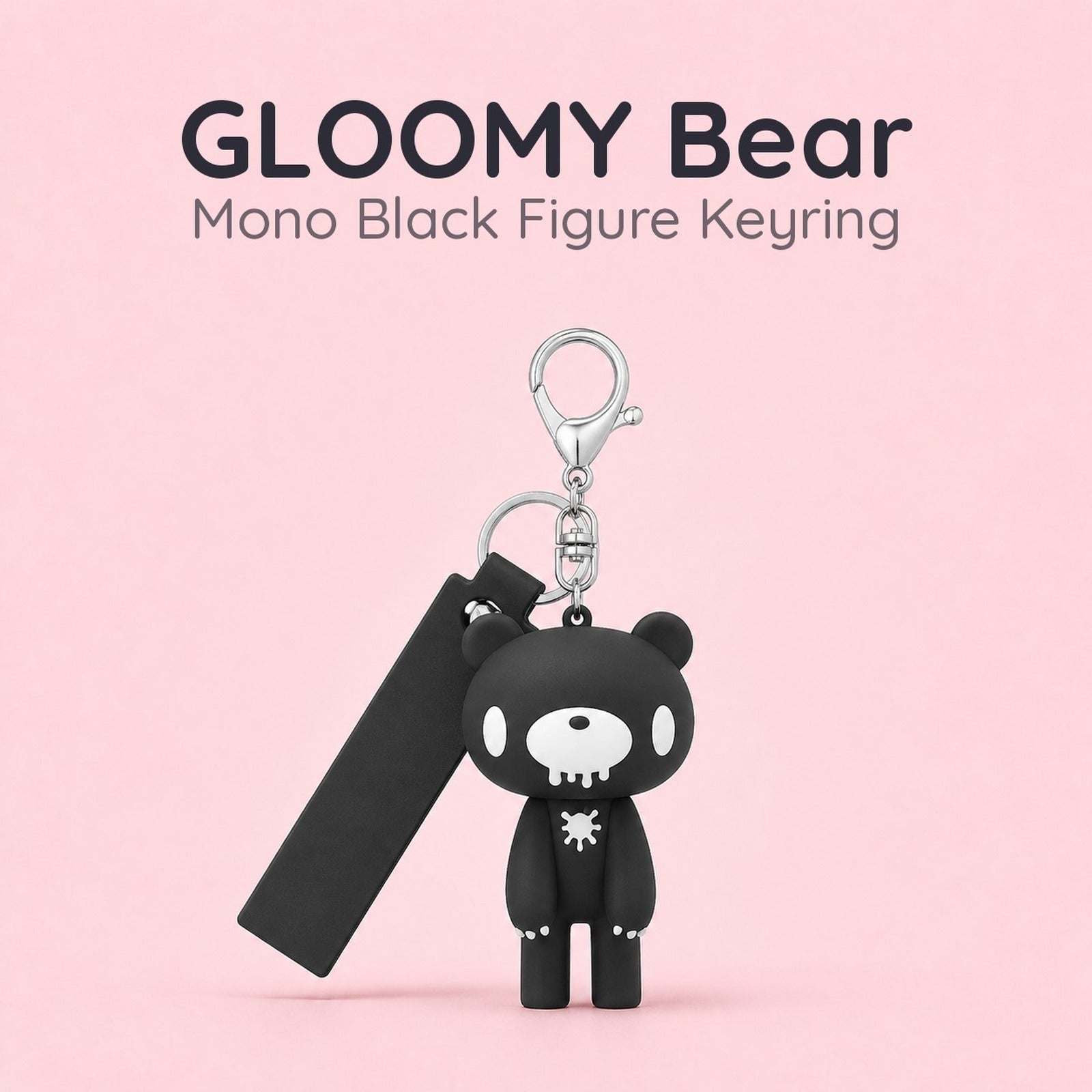 GLOOMY The Naughty Grizzly - Mono Black Keyring Figure - Image 1