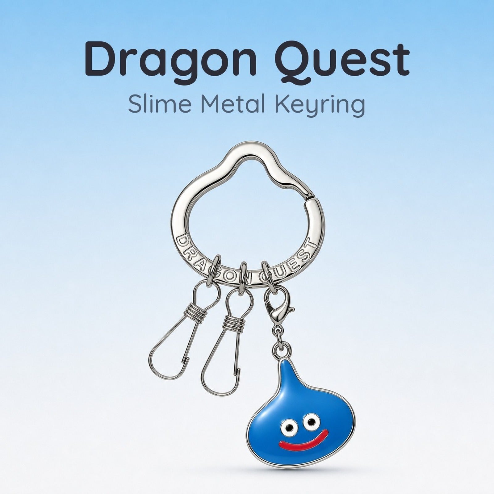 Dragon Quest Smile Slime Metal Key Ring - Classic Blue Slime - Image 1