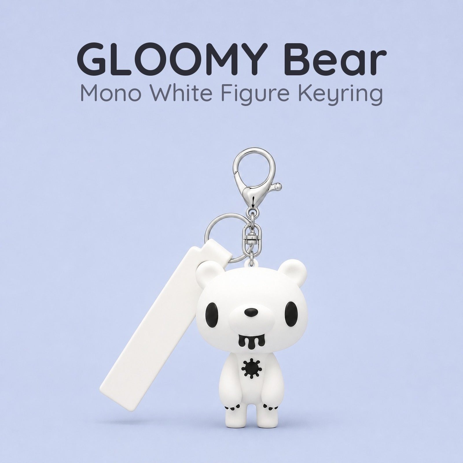 GLOOMY The Naughty Grizzly - Mono White Keyring Figure - Image 1