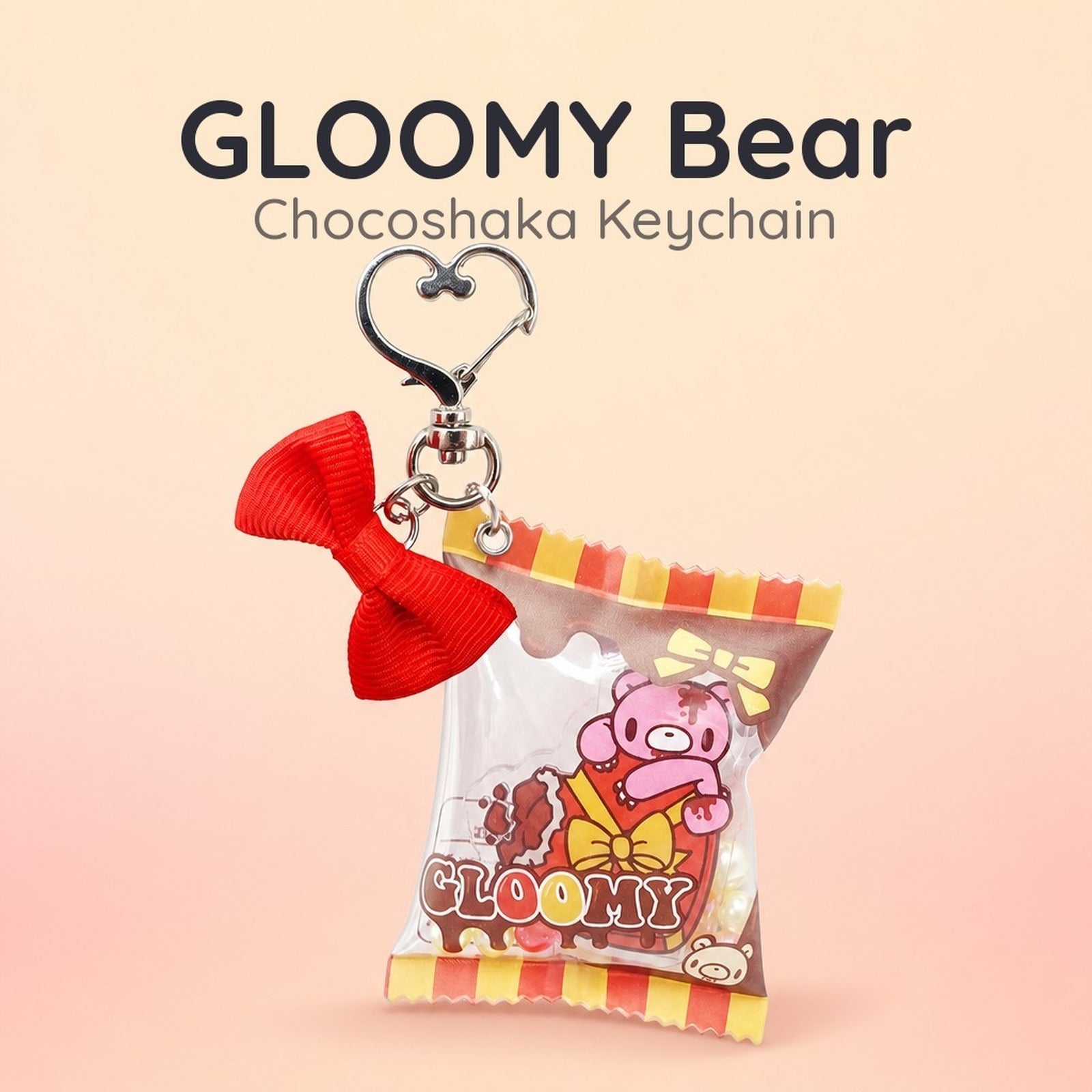 GLOOMY The Naughty Grizzly Chocoshaka Keychain - Red & Orange - Image 1