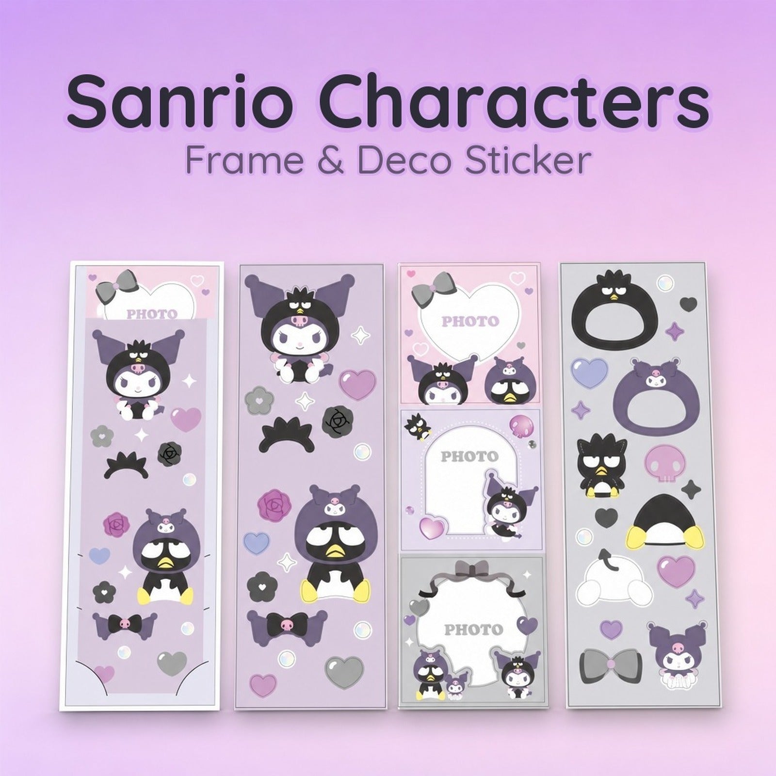 Sanrio Characters Frame & Deco Sticker - Kuromi & Badtz-maru (Purple) - Image 1