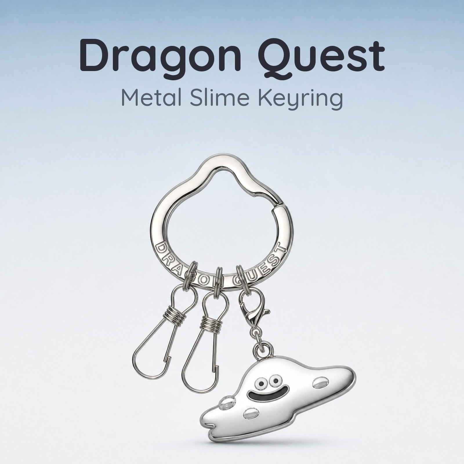 Dragon Quest Smile Slime Metal Key Ring - Liquid Metal Slime - Image 1