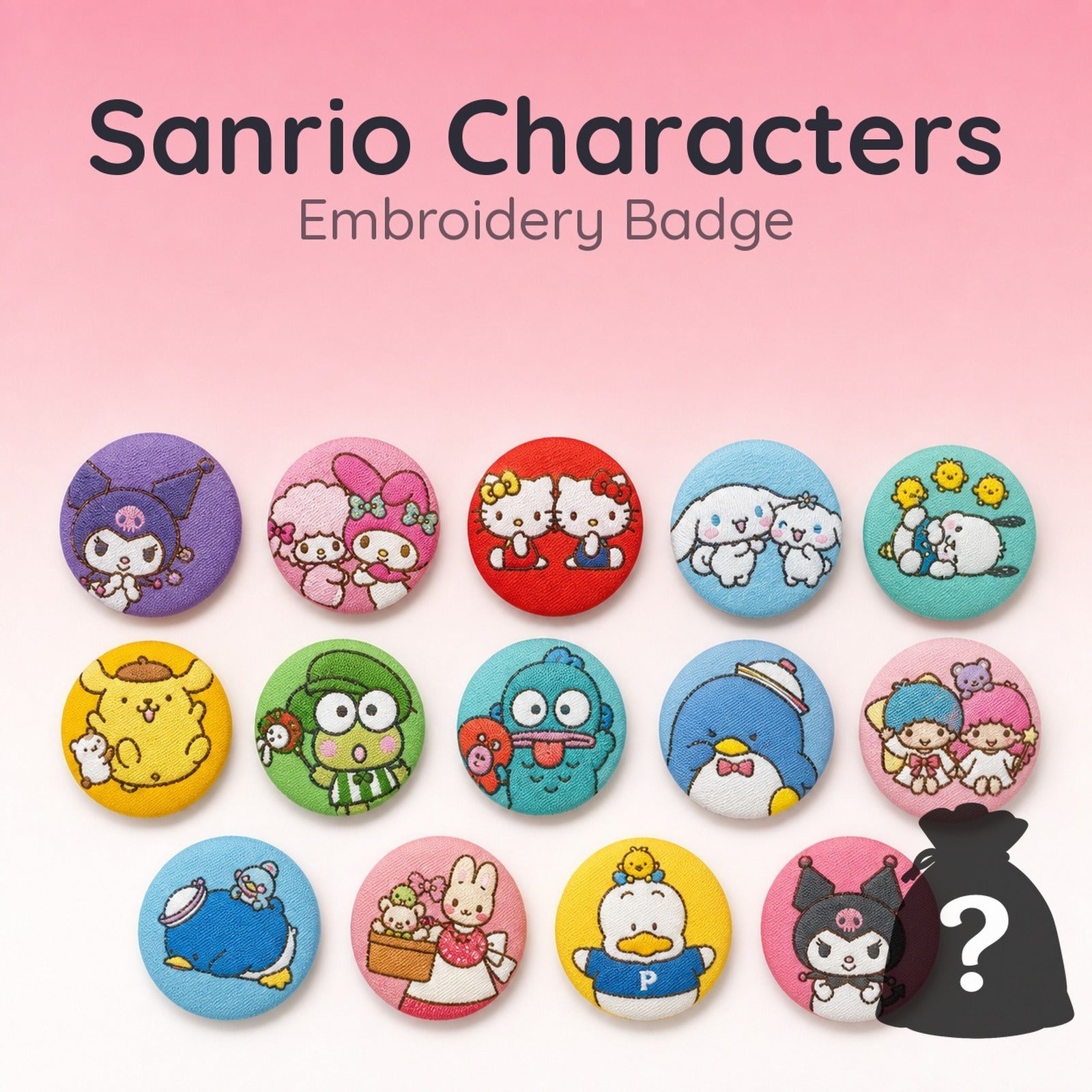 Sanrio Characters Trading Embroidery Can Badge - Nakayoshi Friends Collection (Blind Bag) - Image 1