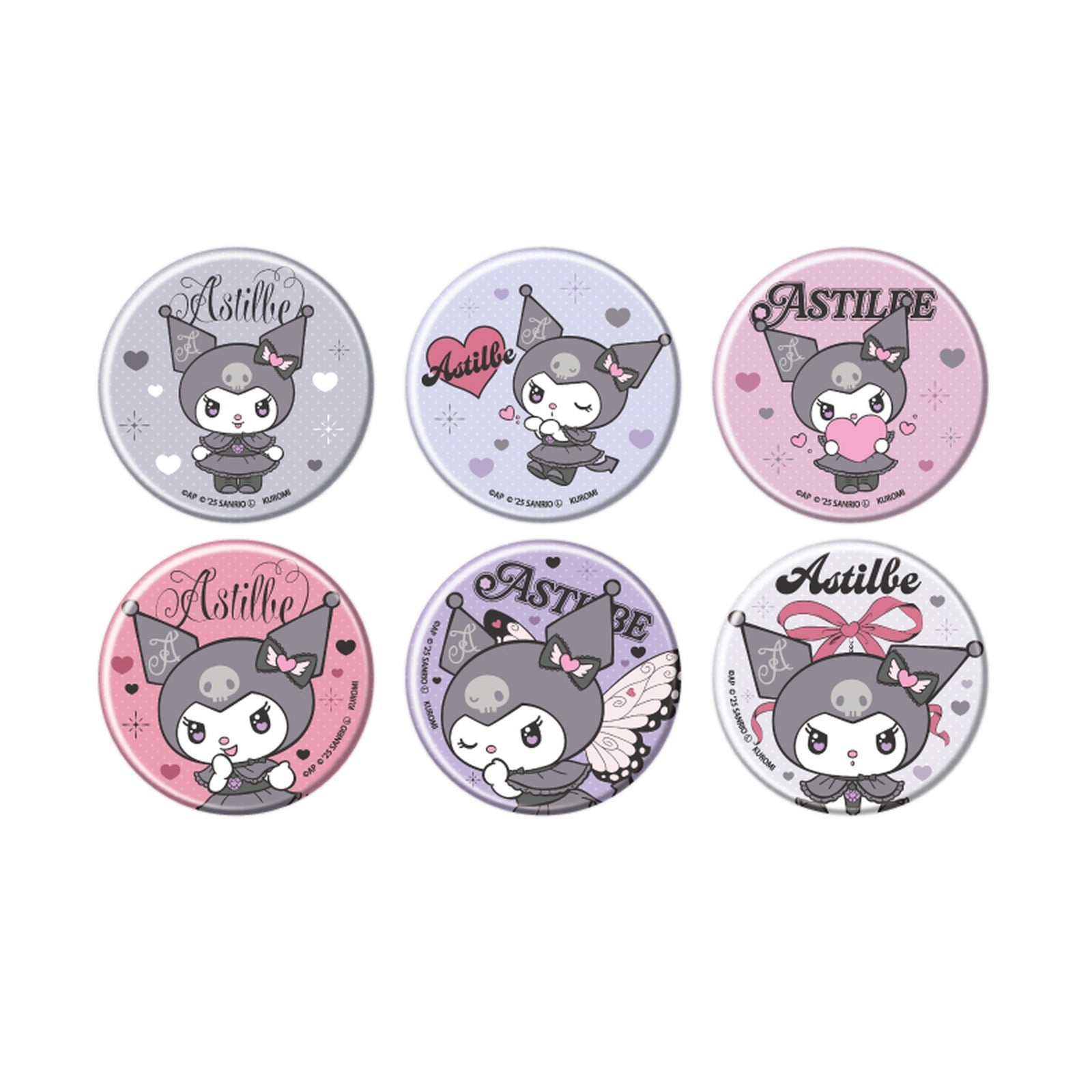 Astilbe x Kuromi Can Badge 01 - Collaboration Illustration (Blind Bag) - Image 2